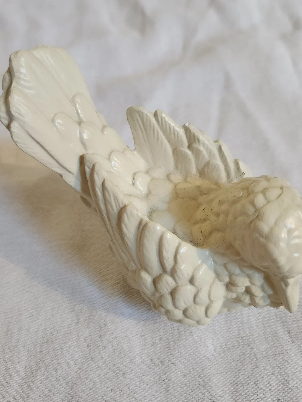 Vintage White Bird Figurine Dove Sparrow Resin Cottage Decor